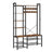 9 Hook Coat Rack - Wood and Steel - Rustic Brown - with Shoe Bench