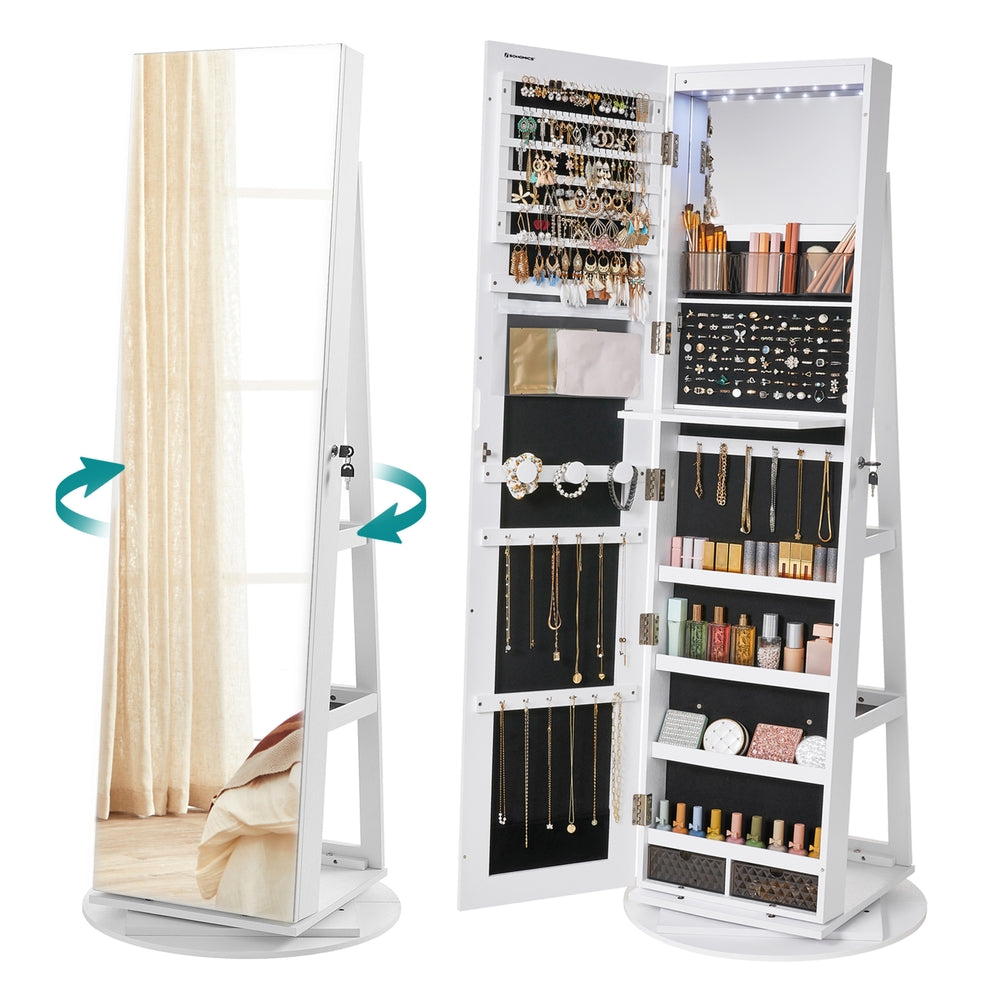 360° Swivel Jewellery Storage Organiser - MDF and Steel - White