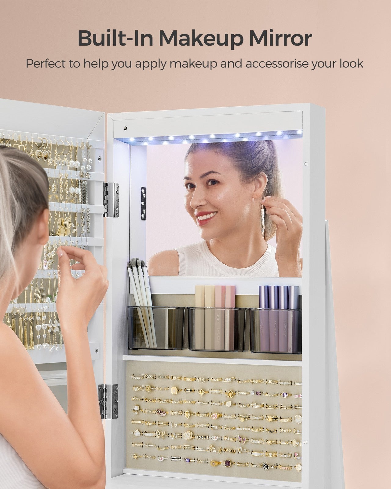6 LEDs Mirror Jewellery Cabinet