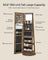 Rotating LED Mirror Jewelry Cabinet - MDF and Steel - Rustic Brown Surface