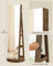 Rotating LED Mirror Jewelry Cabinet - MDF and Steel - Rustic Brown Surface