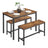 Dining Table - Particleboard - Rustic Brown - with Benches