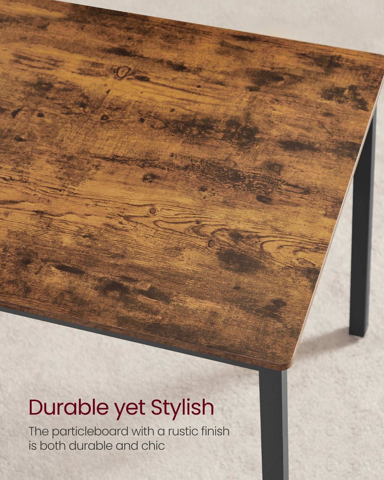 Dining Table - Particleboard - Rustic Brown - with Benches