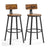 Set of 2 Industrial Brown Bar Stools - Wood and Steel - Rustic Brown