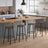 Set of 2 Industrial Brown Bar Stools - Wood and Steel - Rustic Brown