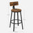 Set of 2 Industrial Brown Bar Stools - Wood and Steel - Rustic Brown