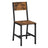 Dining Chair Set of 2 - Wood and Steel - Vintage Brown-black