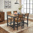 Dining Chair Set of 2 - Wood and Steel - Vintage Brown-black