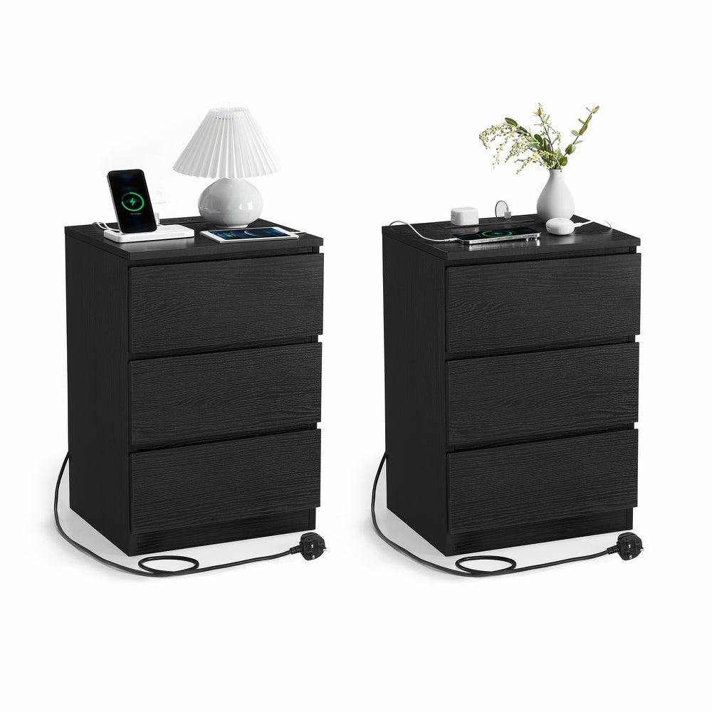KAILYN Collection Bedside Tables - Wood - Ebony Black