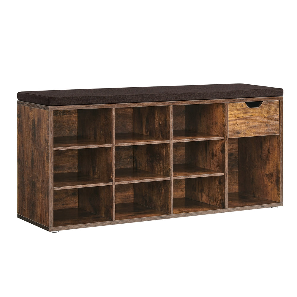 Shoe Storage Bench Hallway Bench - Wood and MDF - Rustic Brown