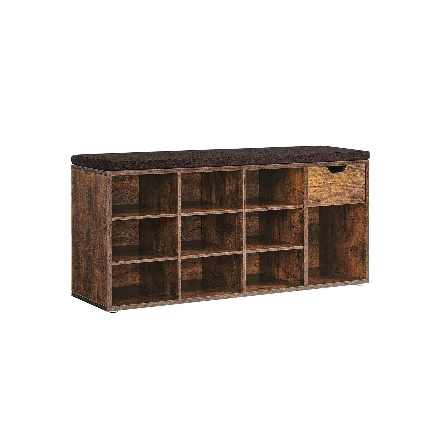Shoe Storage Bench Hallway Bench - Wood and MDF - Rustic Brown