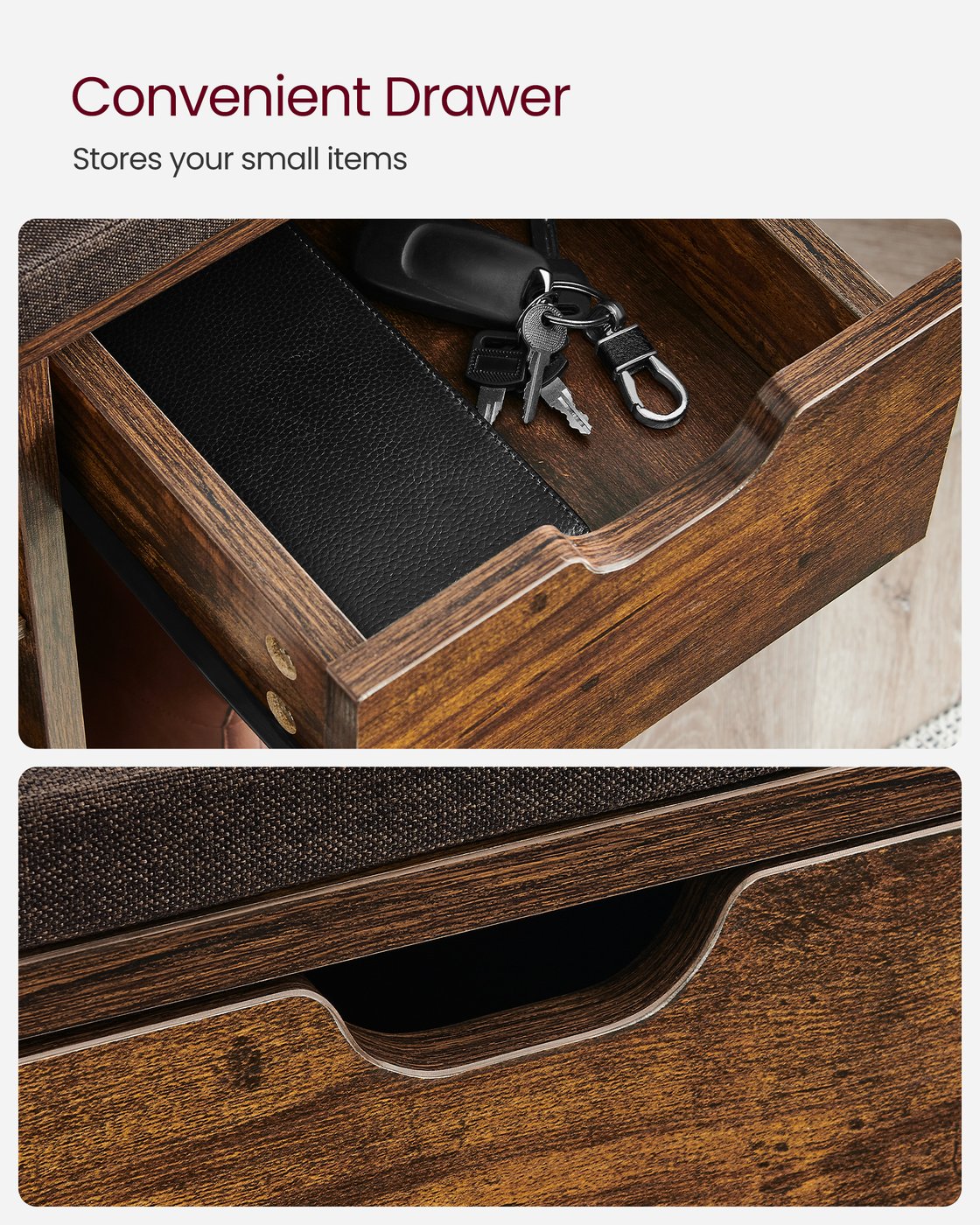 Shoe Storage Bench Hallway Bench - Wood and MDF - Rustic Brown