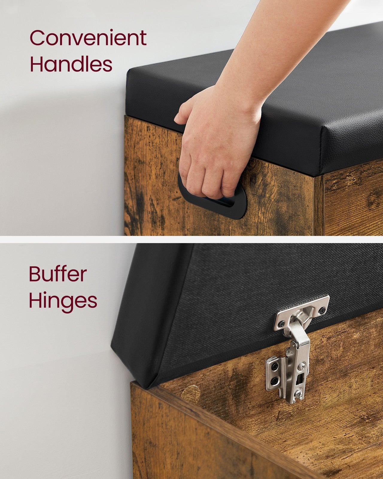 3 Compartments Shoe Bench - Chipboard and Foam - Rustic Brown