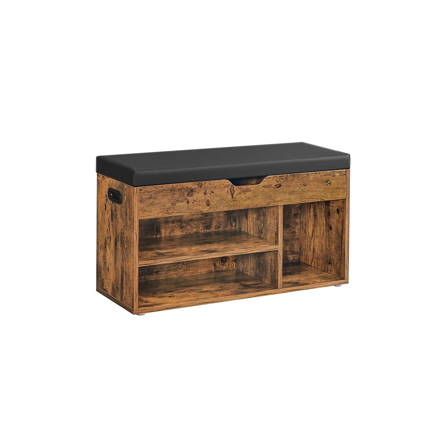 3 Compartments Shoe Bench - Chipboard and Foam - Rustic Brown
