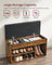 3 Compartments Shoe Bench - Chipboard and Foam - Rustic Brown