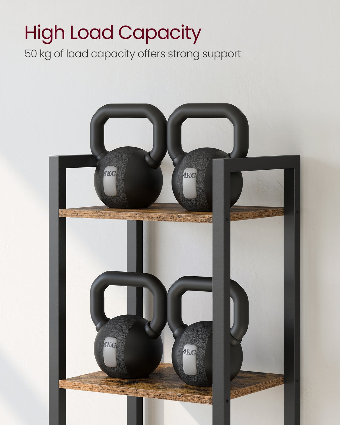 6-Tier Bookshelf - Wood and Steel - Rustic Brown and Ink Black