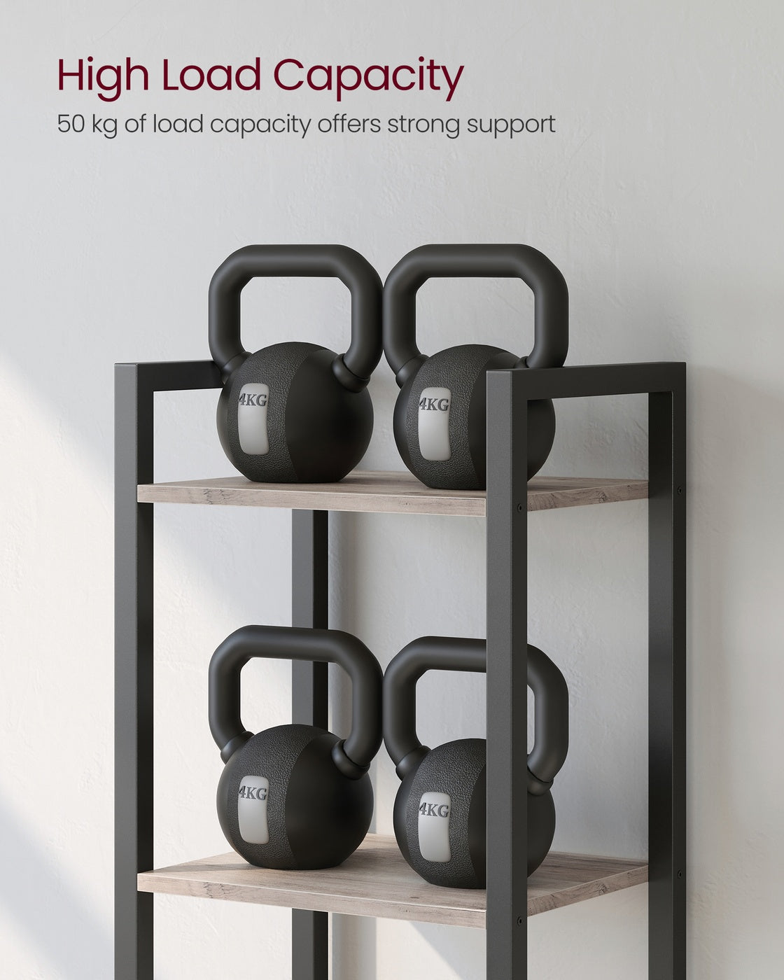 6-Tier Bookshelf, , Heather - Wood and Steel - Greige and Ink Black