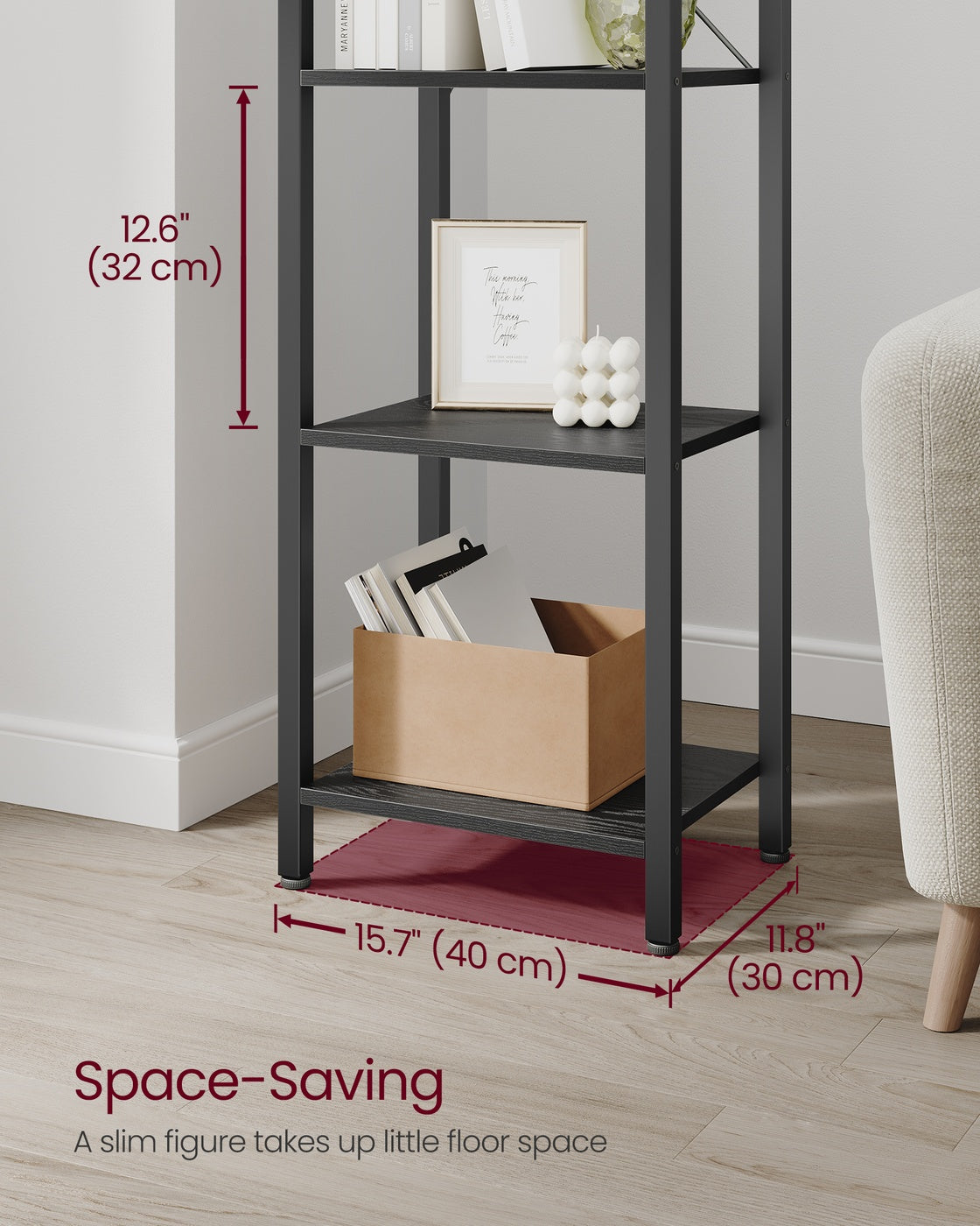 6-Tier Bookshelf - Wood and Steel