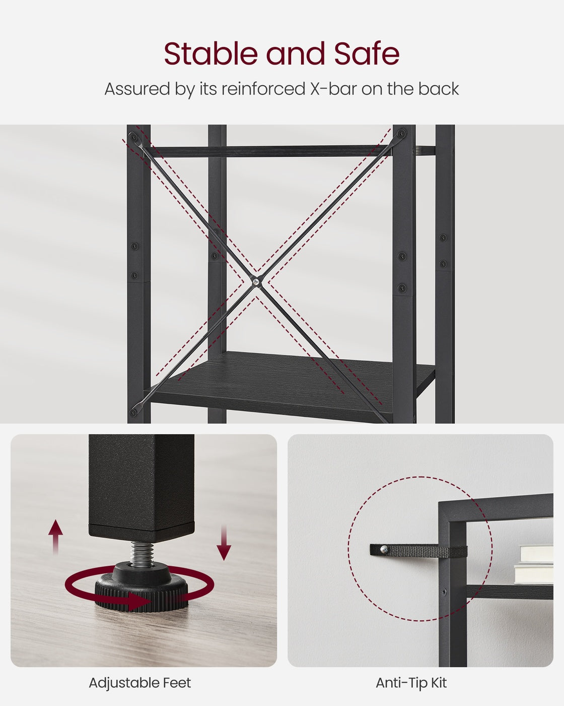 6-Tier Bookshelf - Wood and Steel