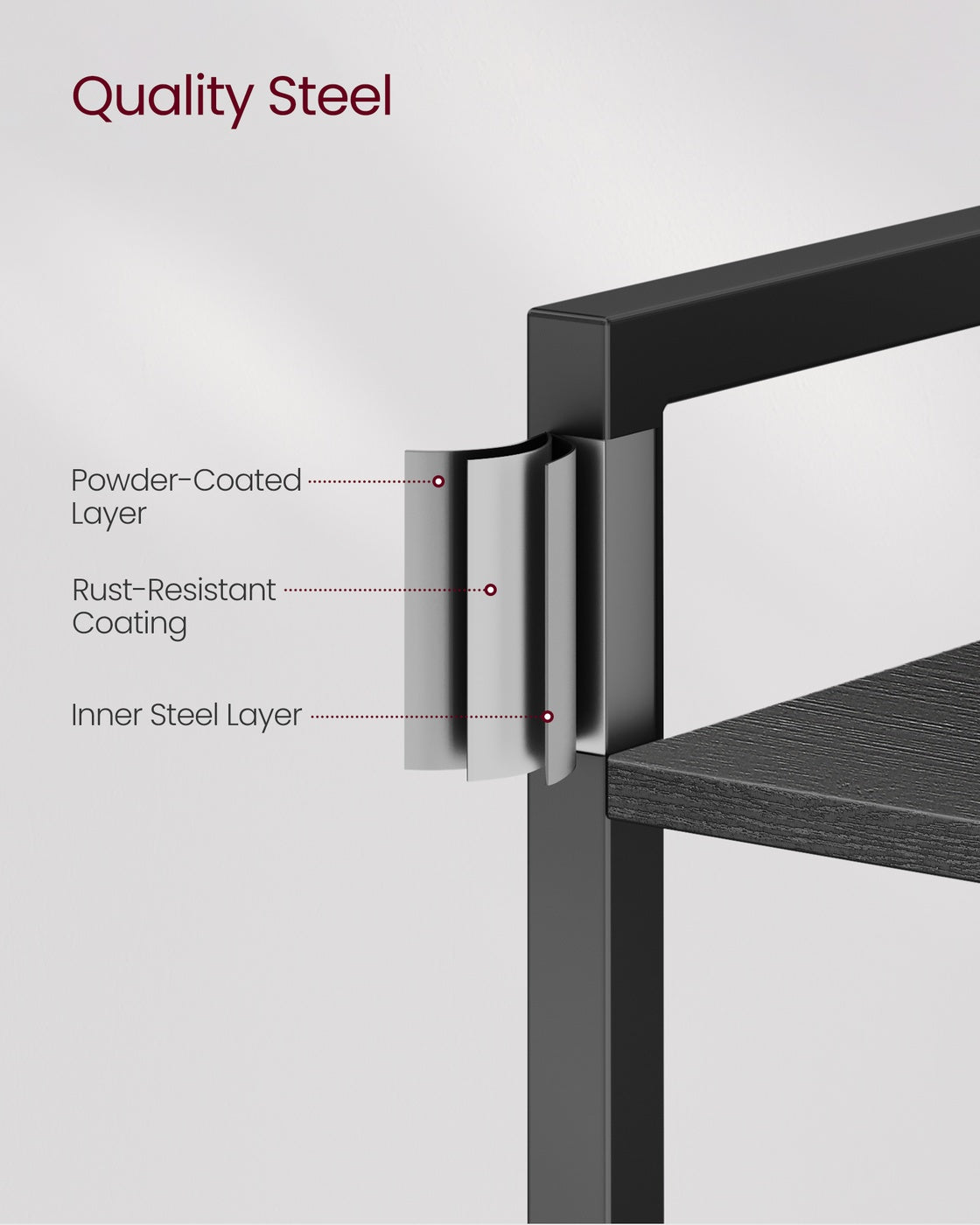6-Tier Bookshelf - Wood and Steel