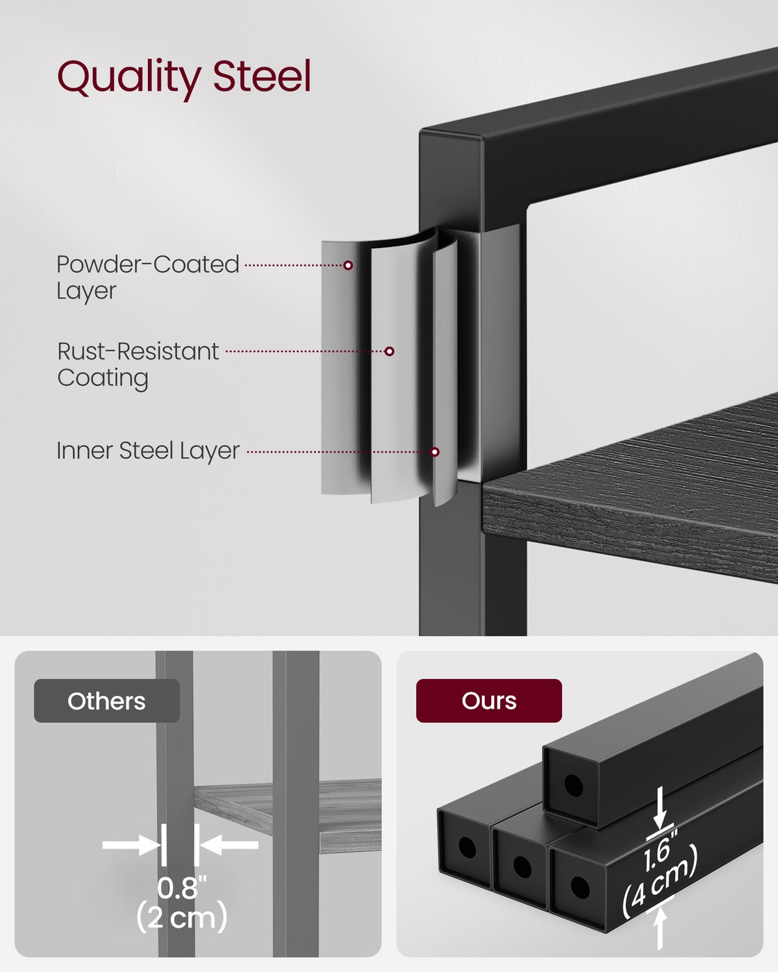 6-Tier Bookshelf - Wood and Steel