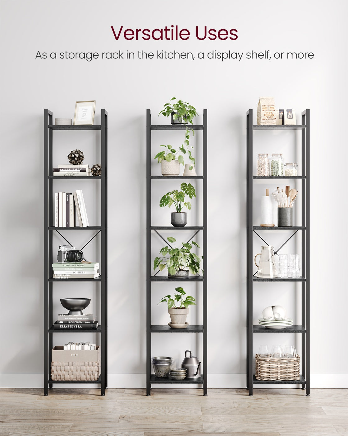 6-Tier Bookshelf - Wood and Steel