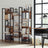 Large Bookshelf - Wood and steel - Vintage Brown-black