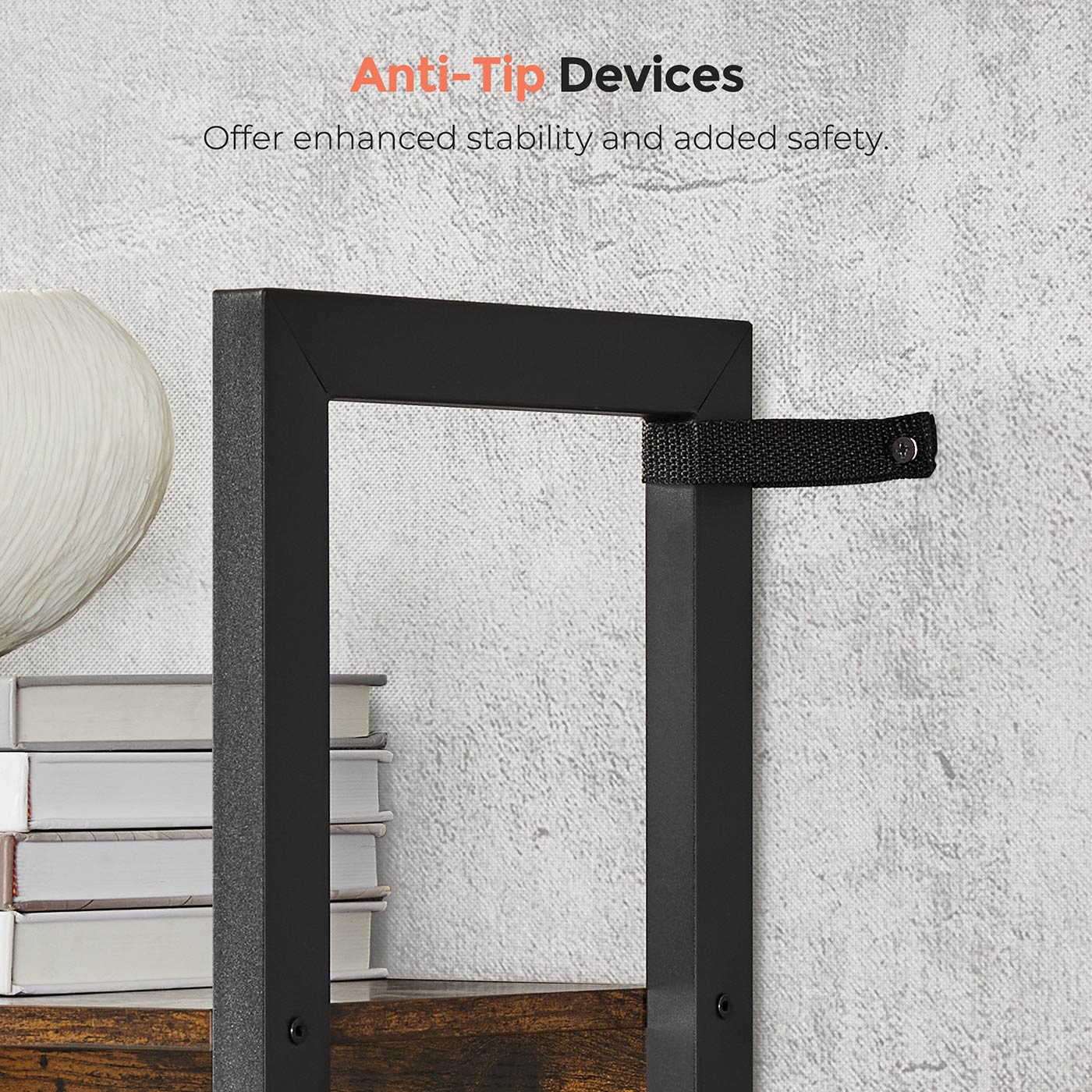 Large Bookshelf - Wood and steel - Vintage Brown-black