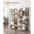 Bookshelf - Wood and Steel - Oak With Blue Grains - with 14 Shelves