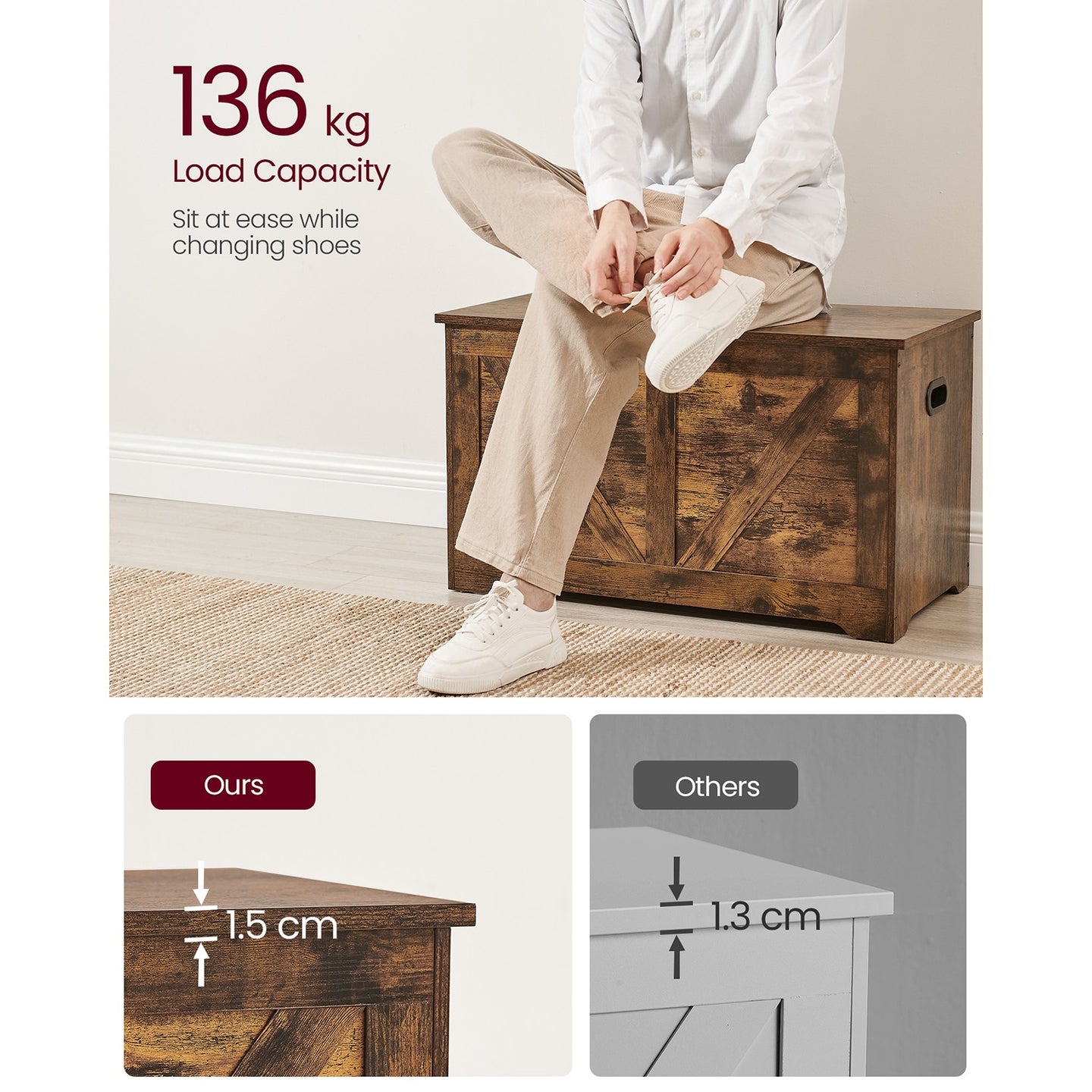 Rustic Brown Storage Chest - Particleboard - Rustic Brown