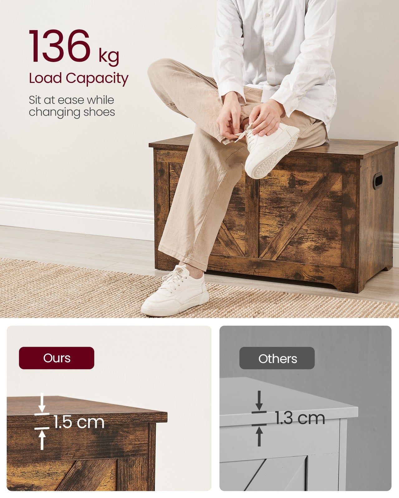 Rustic Brown Storage Chest - Particleboard - Rustic Brown