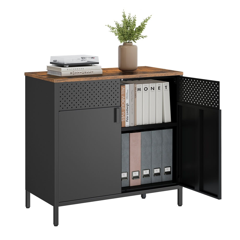 Double-Door Floor Cabinet - Particleboard - Rustic Brown