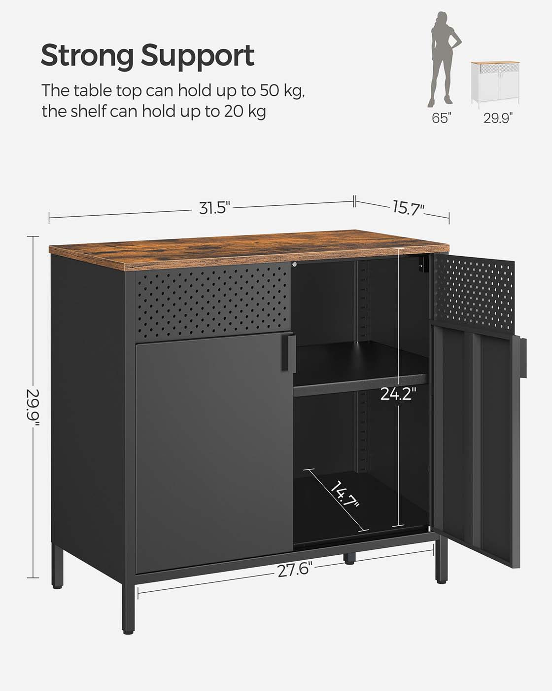 Double-Door Floor Cabinet - Particleboard - Rustic Brown