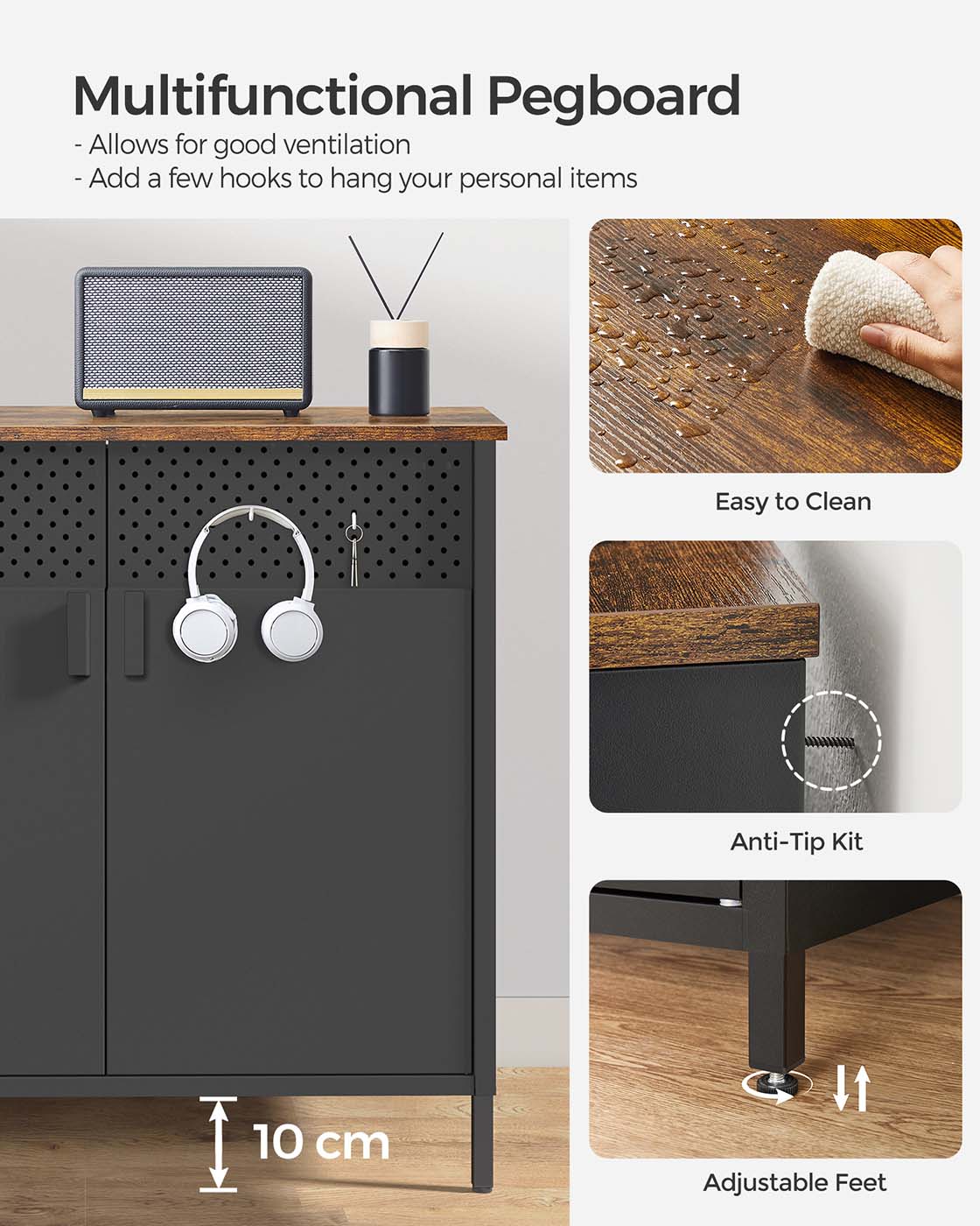 Double-Door Floor Cabinet - Particleboard - Rustic Brown