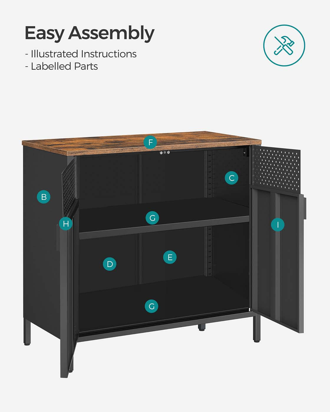 Double-Door Floor Cabinet - Particleboard - Rustic Brown