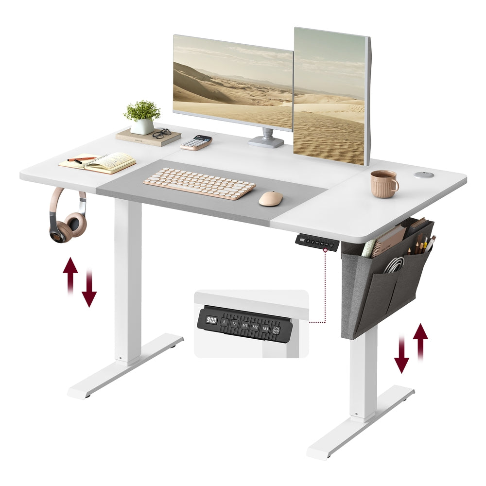 Height Adjustable Desk - Steel and Wood - Classic White