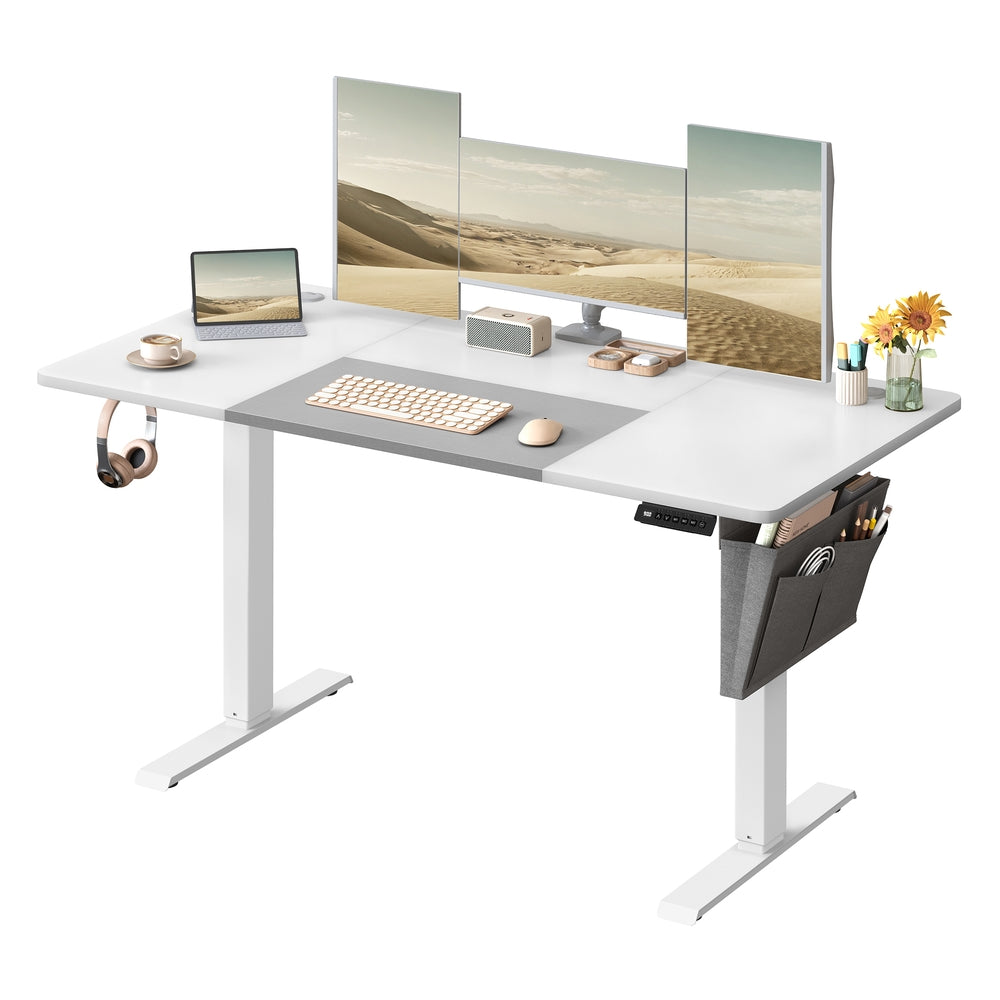Height Adjustable Desk - Steel and Wood - Classic White