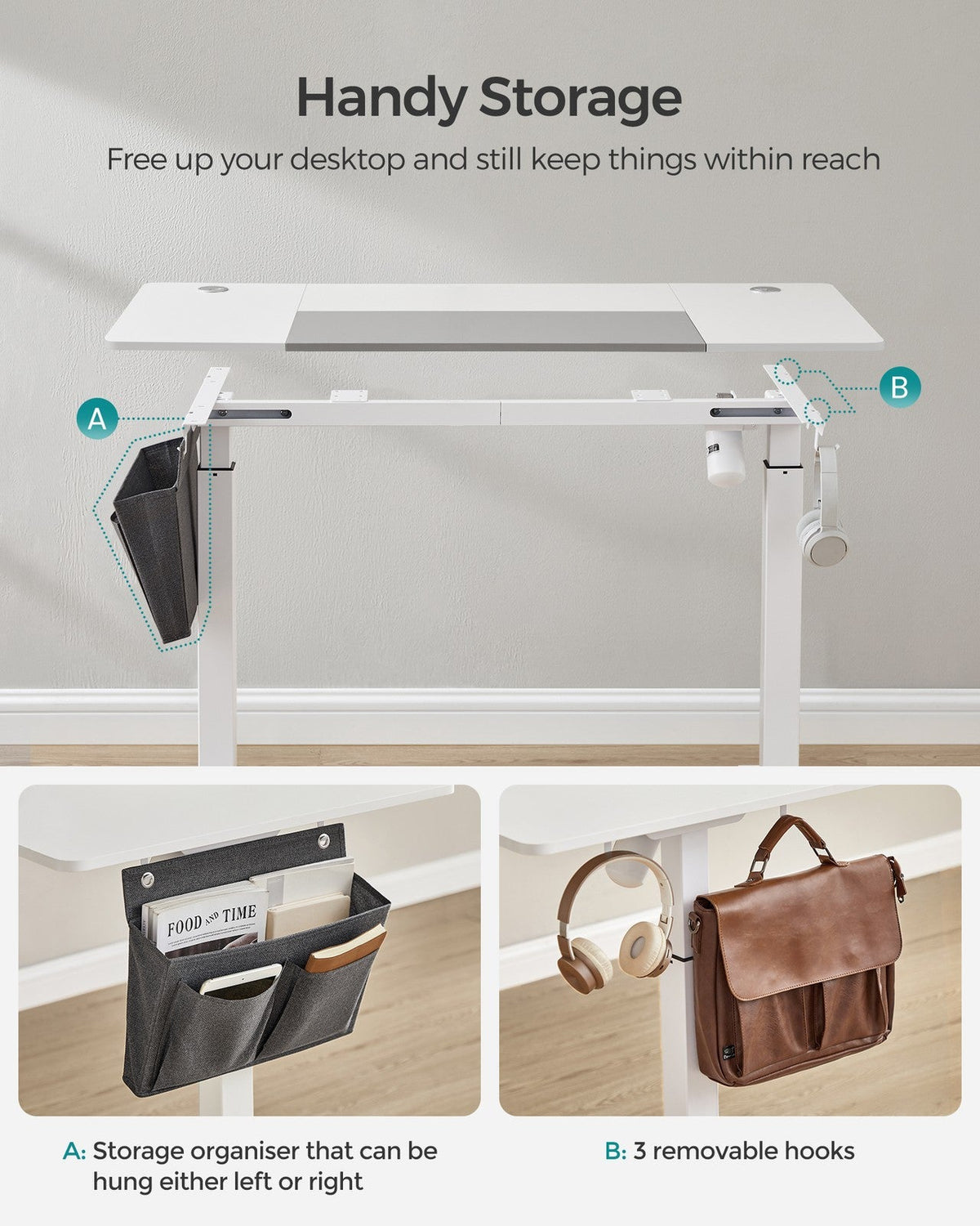 Height Adjustable Desk - Steel and Wood