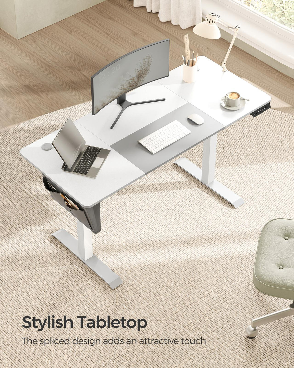 Height Adjustable Desk - Steel and Wood