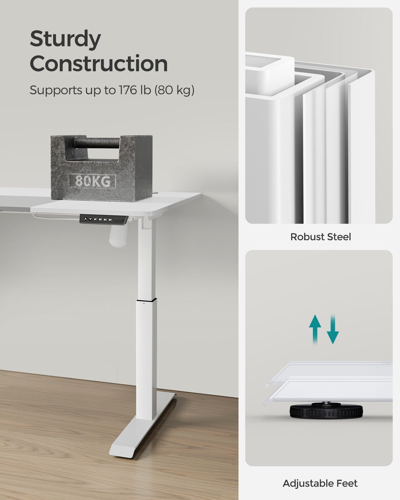 Height Adjustable Desk - Steel and Wood