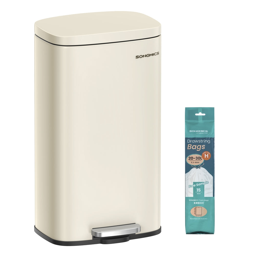 Steel Pedal Kitchen Bin - Steel Bin and Plastic Inner Bucket - Sand Beige