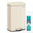 Step-On Pedal Bin for Kitchen - Steel Bin and Plastic Inner Bucket - Sand Beige