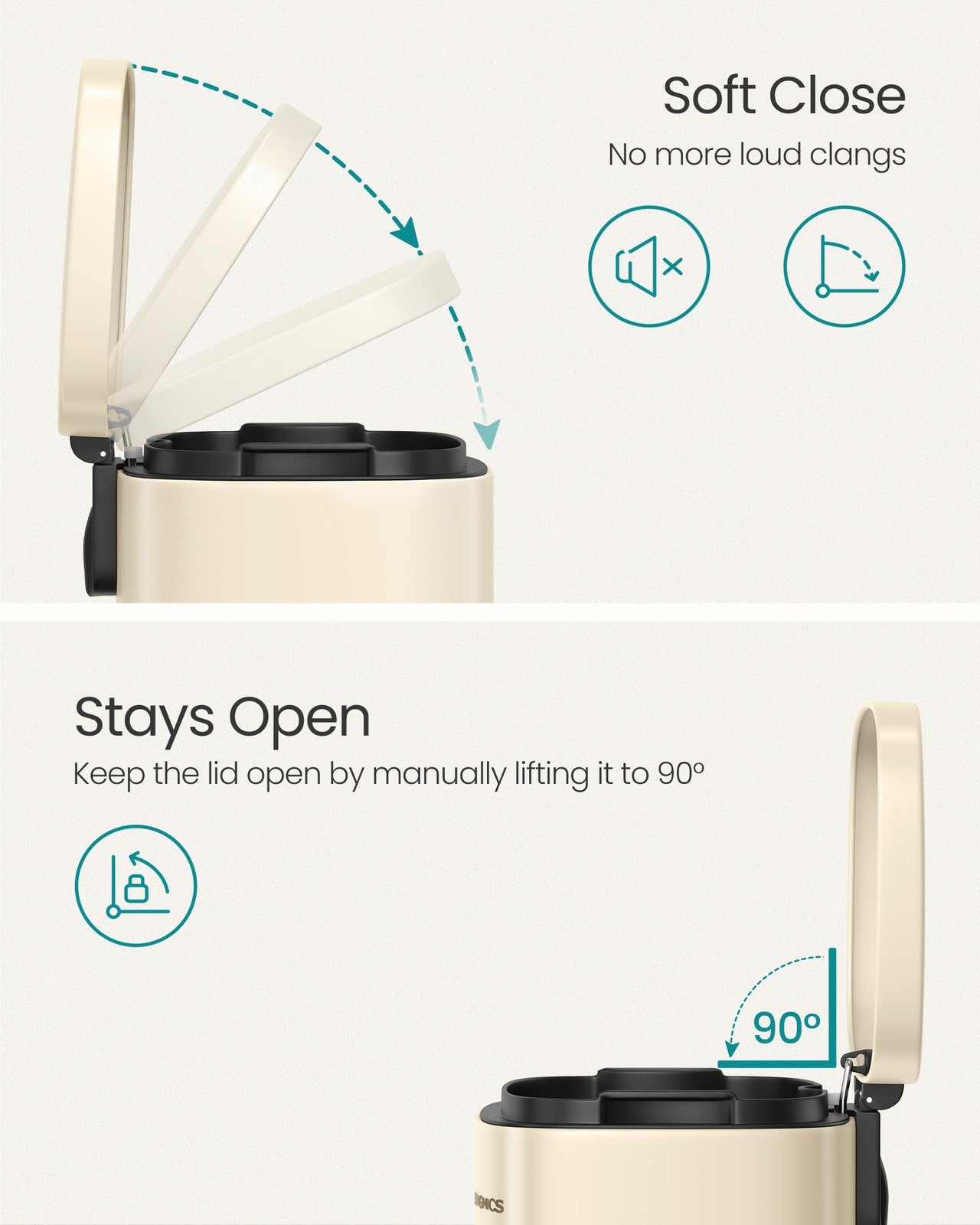 Step-On Pedal Bin for Kitchen - Steel Bin and Plastic Inner Bucket - Sand Beige