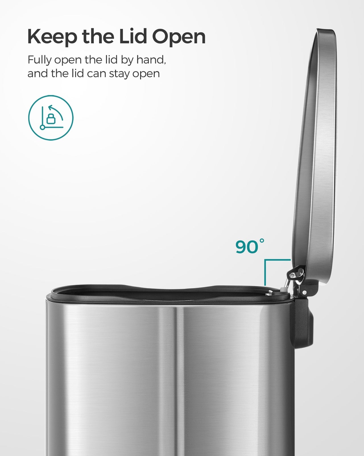 Kitchen Bin - Steel Bin and Plastic Inner Bucket - Silver