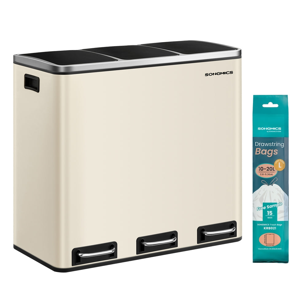 Kitchen Pedal Bin - Steel Bin and PP Plastic Inner Bucket - Sand Beige