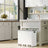 Triple Trash Can - Steel and Plastic Inner Bucket - White
