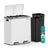 Dual Step Trash Can - Powder-Coated Steel Bin - White