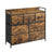 Chest of Drawers 7 Fabric Drawers - Wood Top and Steel - Rustic Brown and Ink Black - with Handles