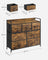 Chest of Drawers 7 Fabric Drawers - Wood Top and Steel - Rustic Brown and Ink Black - with Handles