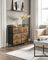 Chest of Drawers 7 Fabric Drawers - Wood Top and Steel - Rustic Brown and Ink Black - with Handles
